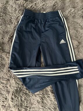 adidas Navy and White Kids Joggers with Iconic 3-Stripes